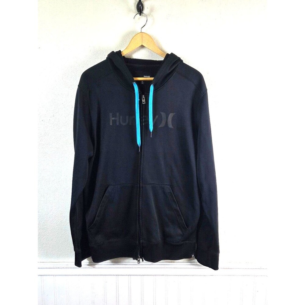 Hurley Therma-FIT Hoodie Jacket Mens L Black Full Zip Fleece Dri Fit Sweatshirt